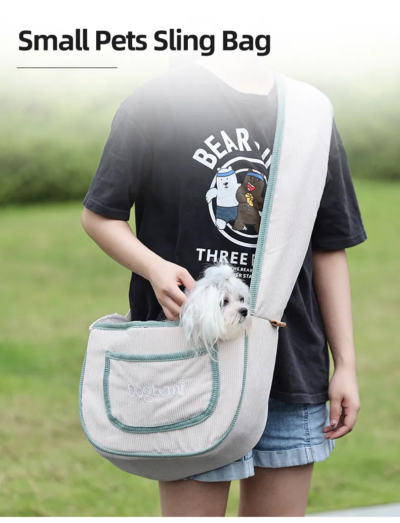 Carrier Bag for Cat and Small Dogs Light Weight Pet Shoulder Bag Washable Corduroy Breathable Travel Bag for Chihuahua Yorkshire