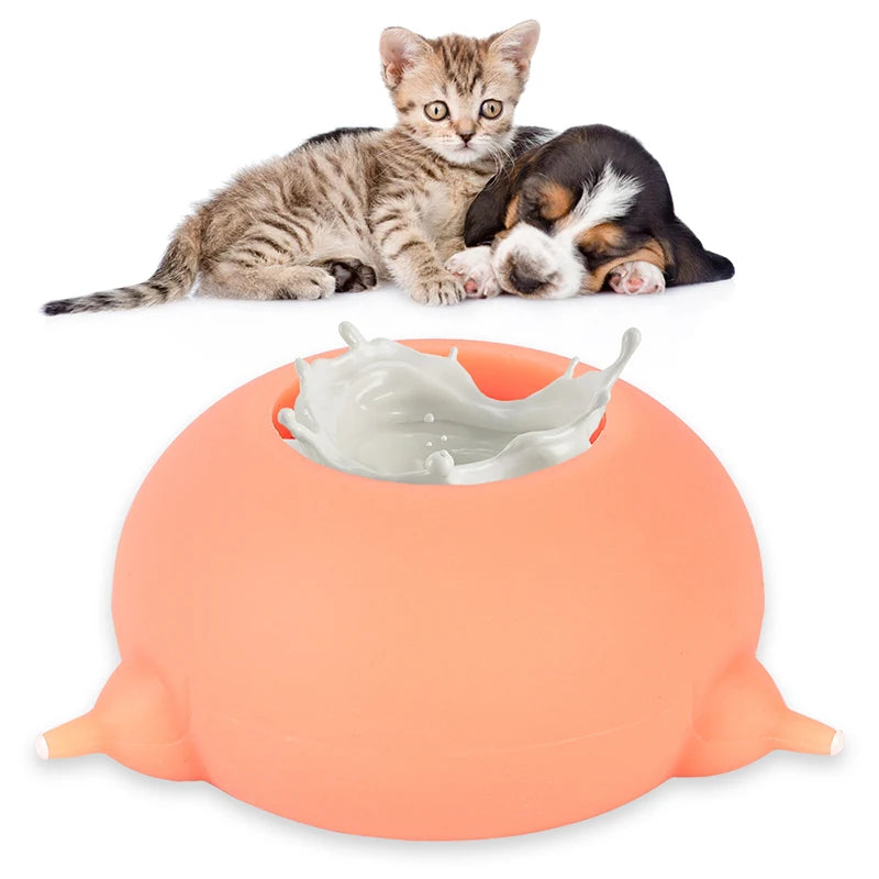 Mangeoire à lait pour animaux de compagnie, mamelon bionique, sûr, sain, de qualité alimentaire, outil d'alimentation en lait en Silicone pour chien, chat, chaton, chiot, bol