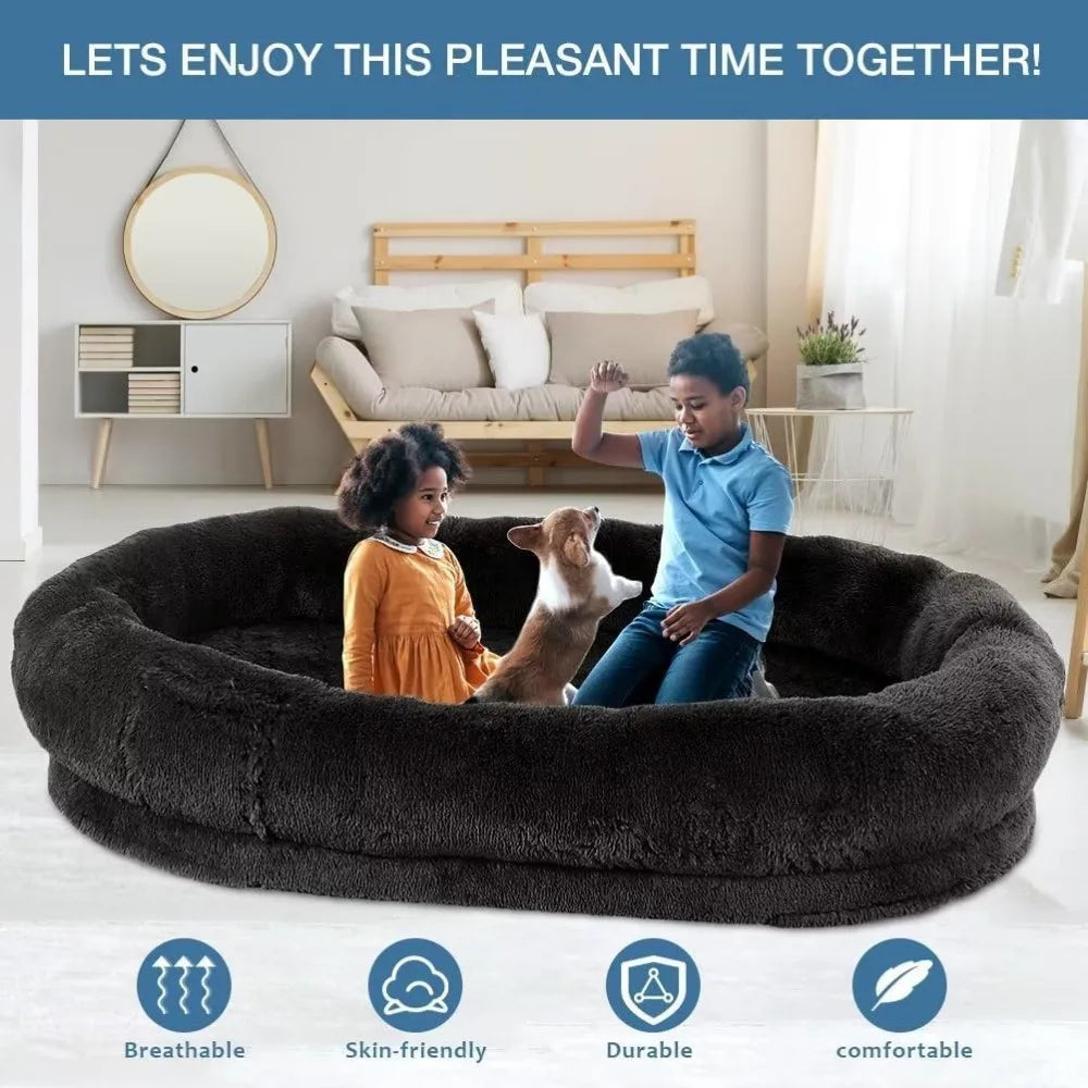 Human Dog Bed for Adults 71"x51"x12" Human Size Dog Bed Giant Dog Bed for People Napping Extra Large Human