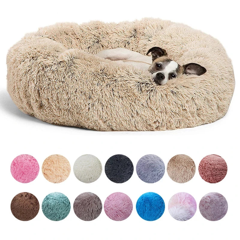 Lit rond pour animaux de compagnie, 40-90cm, pour grand chien, lit Super doux pour chat, longue maison en peluche pour chien moyen, couchage chaud d'hiver