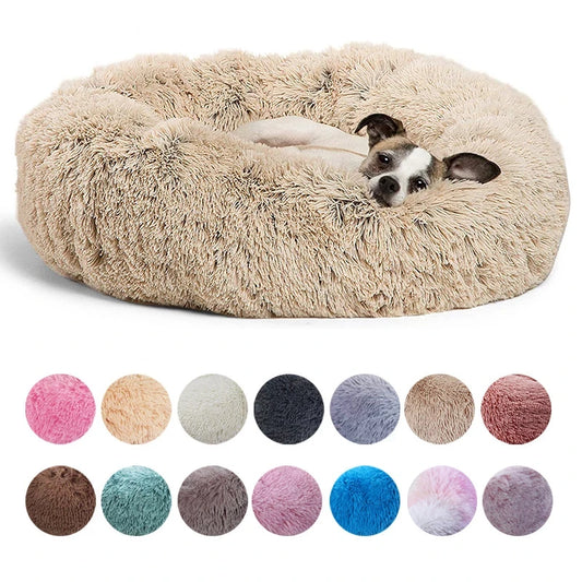 Cama redonda para mascotas de 40-90cm, cama para perro grande, cama para gato súper suave, casa larga de felpa para perro, casa para perro mediano, dormir cálido en invierno