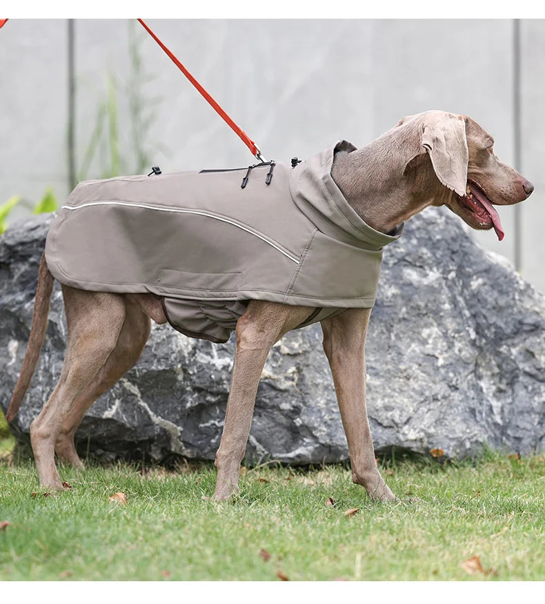 Waterproof Jacket for Large Dogs Flexible Chest Fleece Lining Soft Shell Outdoor Dog Jackets Safety Reflective Pet Clothes Coat