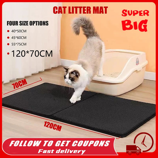 Tapis de litière pour chat avec cadeau, Double couche imperméable, tapis de bac à litière pour animaux de compagnie, antidérapant, tapis de lit lavable, produits de nettoyage