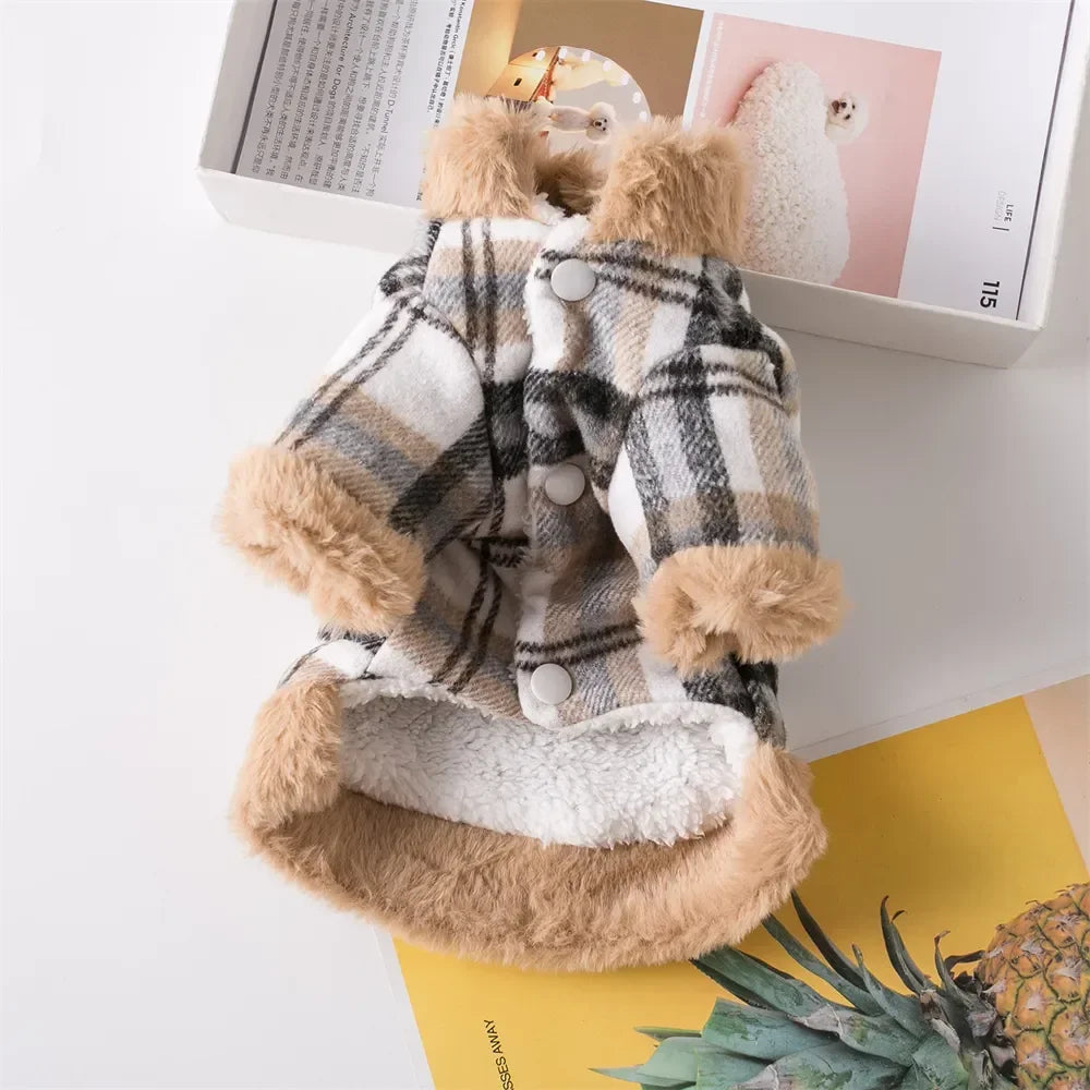 Winter Yorkie Clothes Plaid Warm Puppy Soft Dog Small Coat Vest For Kitten Cats Chihuahua Pet Jacket Dogs Sweatshirt Fashion Style