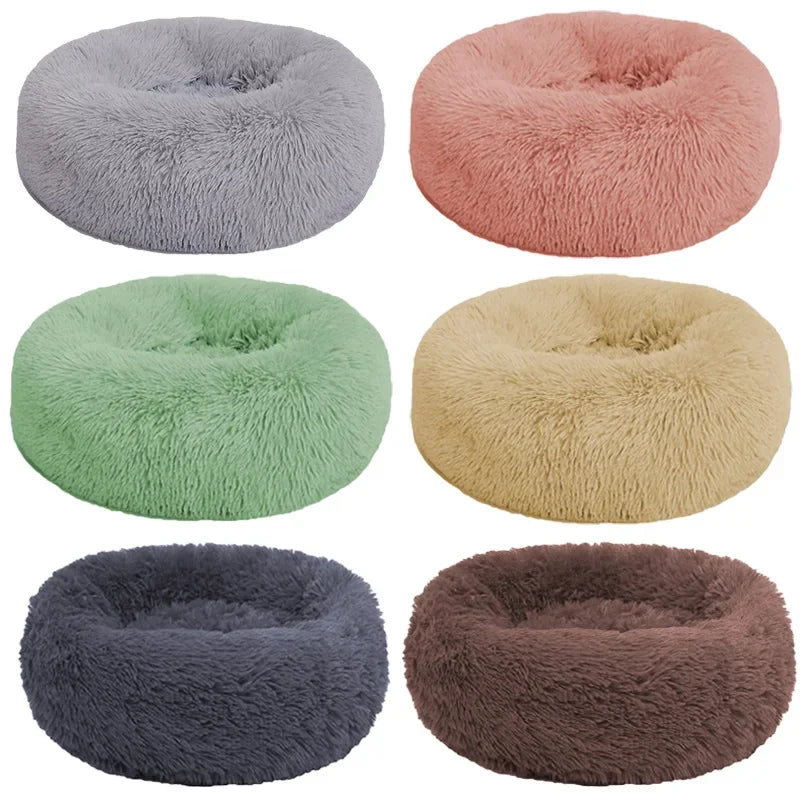 Cama con cojín para perros y gatos, lavable, Ultra suave, sofá cálido de invierno, cómoda, donut, perrera redonda de felpa, cama para perros, Navidad