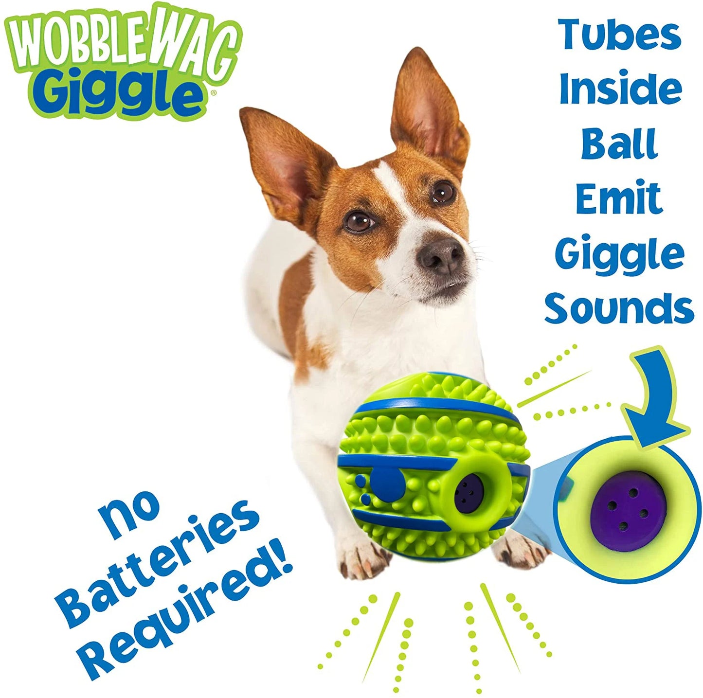 Wobble Wag Giggle Glow Ball Interactive Dog Toy Fun Giggle Sounds When Rolled or Shaken Pets Know Best As Seen On TV