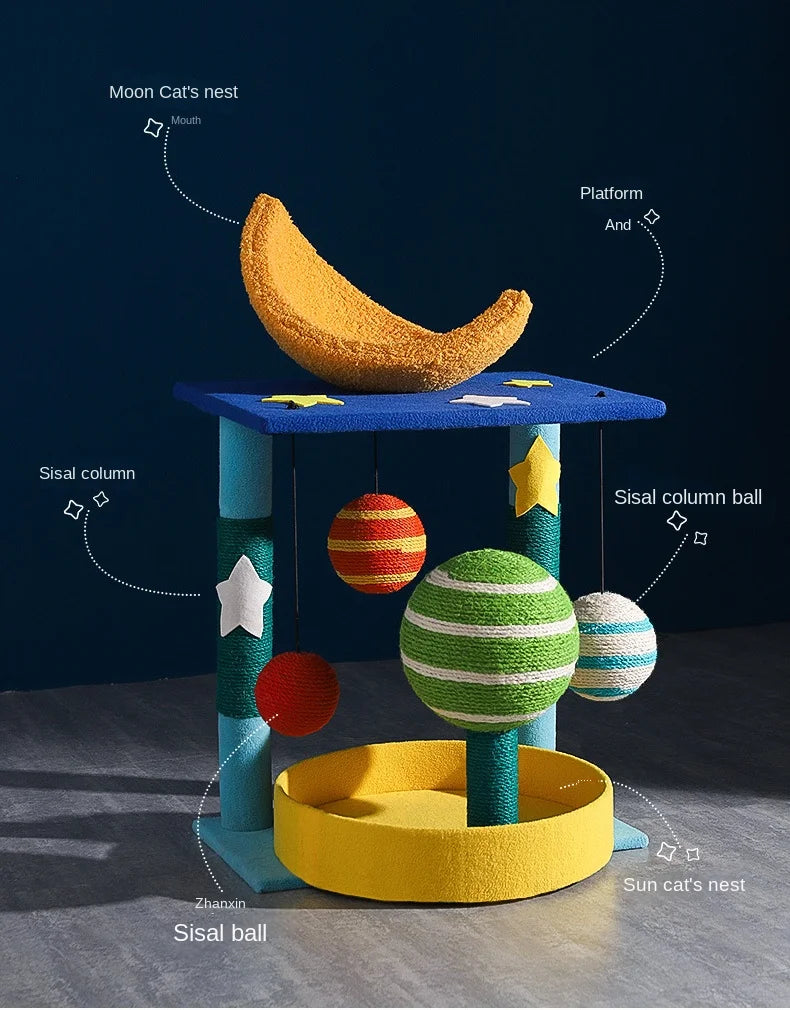 Creative Planet Trepador para Gatos, Árbol para Gatos Pequeño, Tabla Rascadora para Mascotas de Sisal Integrada, Rascadores de Torre para Mascotas, Cama de Juguete con Nido para Parque Infantil