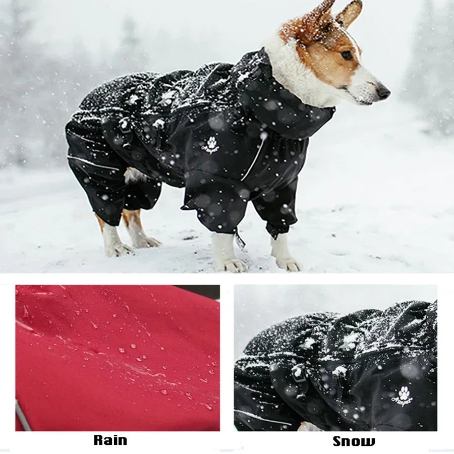 Abrigo para perros, chaqueta para exteriores, impermeable, ropa cálida de invierno, mono grande, impermeable reflectante para perros medianos y grandes