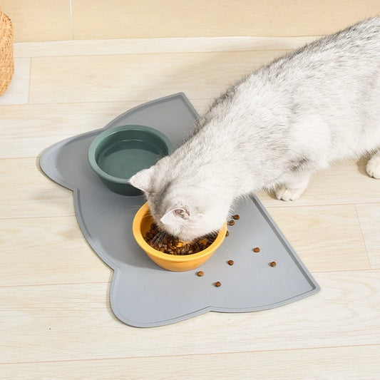 Tapis Anti-déversement en forme de tête de chat, antidérapant, facile à nettoyer, napperon domestique pour animaux de compagnie, tapis imperméable pour chat et chien, fournitures pour animaux de compagnie