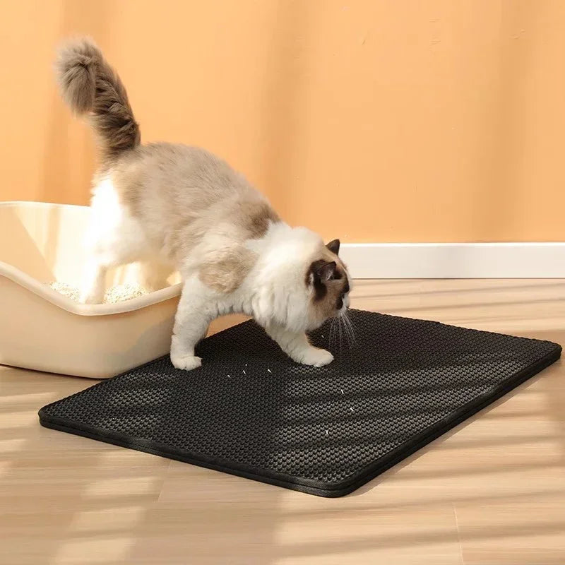 Tapis de litière pour chat Double couche antidérapant imperméable à l'eau pour animaux de compagnie tapis filtrant 55x75xm chat toilette EVA Pad résistant à l'usure produits pour animaux de compagnie