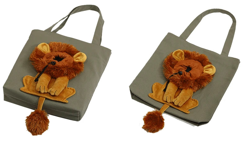 Sac à bandoulière en forme de Lion, transporteurs à côtés souples, sac en toile pour animaux de compagnie exposés pour chats et chiens, petit sac de transport pour animaux de compagnie respirant