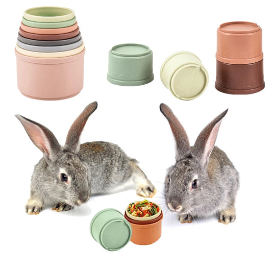 Gobelets empilables multicolores réutilisables pour lapins, 8 pièces, jouets de nidification en plastique sûrs de différentes tailles pour petits animaux