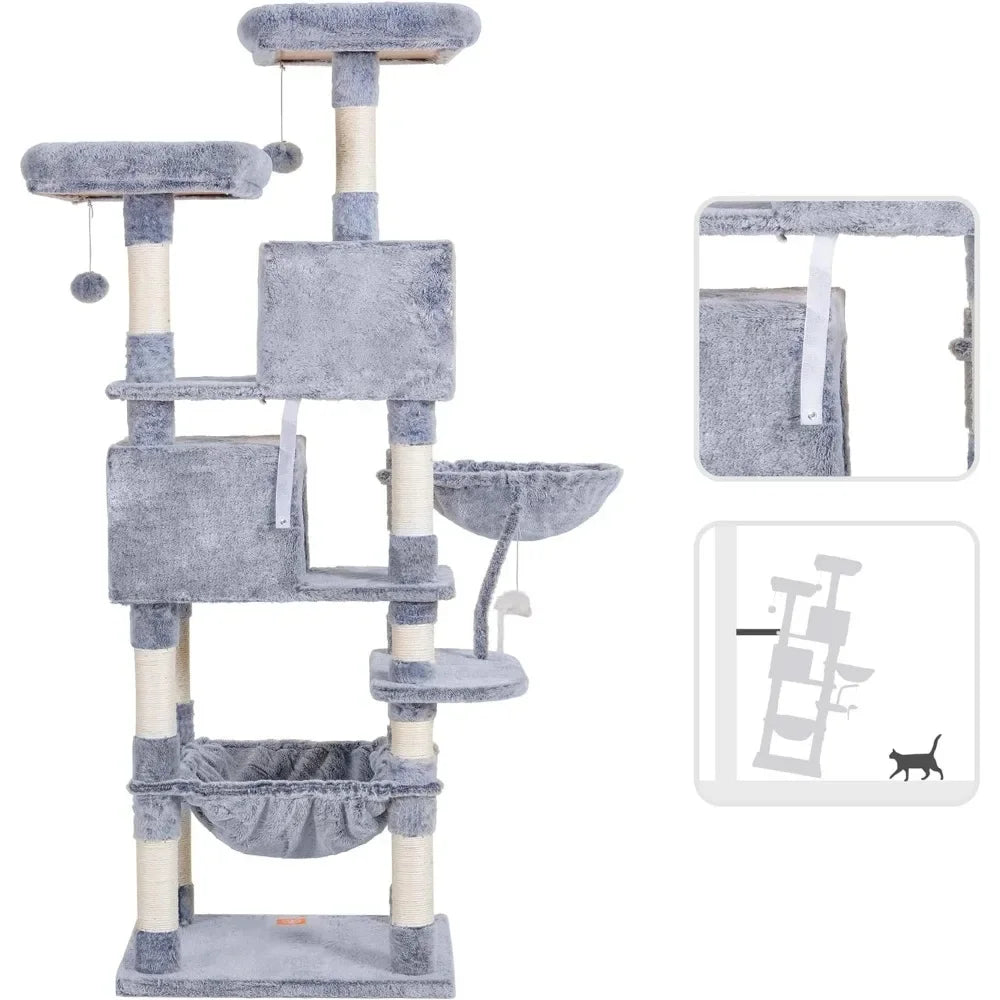 Árbol para gatos, juguetes felinos de interior, hamaca cómoda y bolardo rascador de Sisal, árbol para gatos con placa para rascar, envío gratis