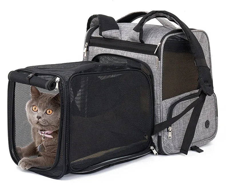 Cat Carrying Bags Breathable Pet Outgoing Travel Backpack Expandable Puppy Kitten Carriers Foldable Cats Large Capacity Bag