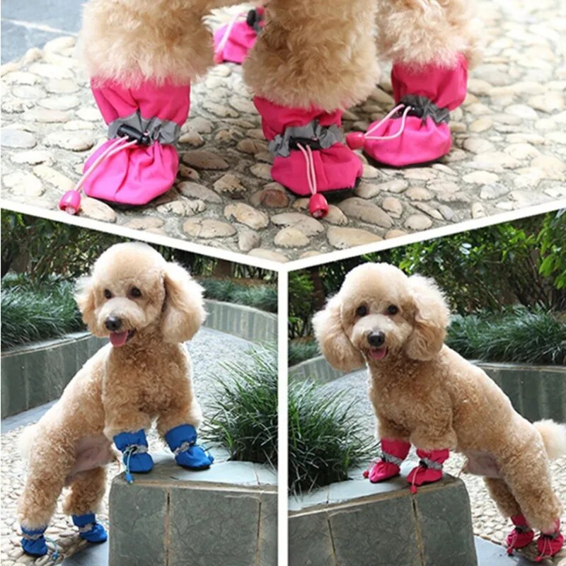 4pcs/set Waterproof Pet Dog Shoes Chihuahua Anti-slip Rain Boots Footwear For Small Cats Dogs Puppy Dog Pet Booties Clothes