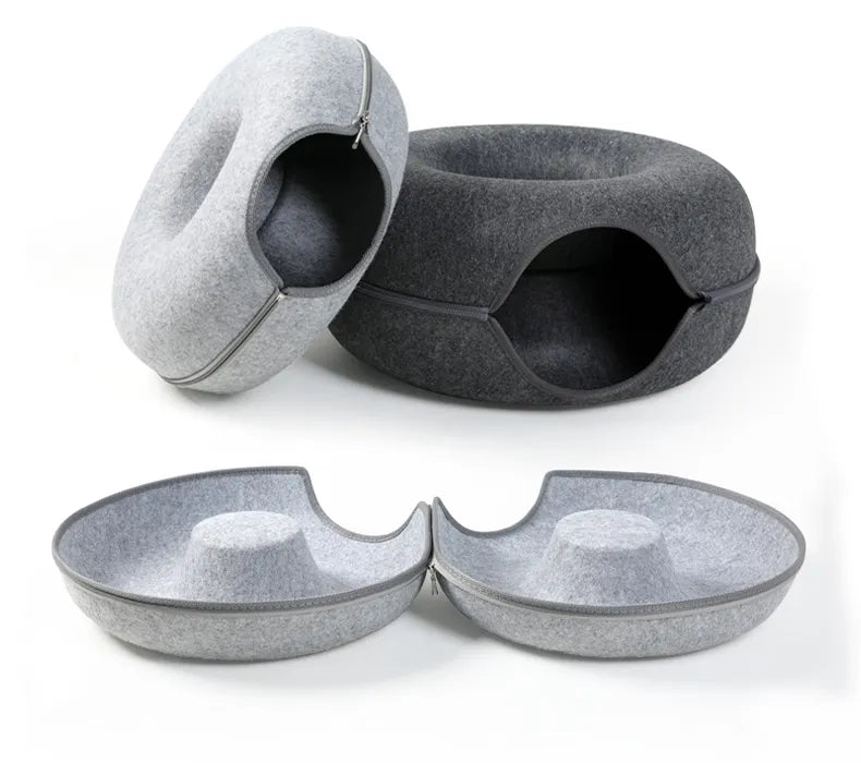 Cama para gatos Donut, túnel para Gato, juego interactivo, cama para gatos de doble uso, equipo deportivo para interiores, casa para adiestramiento de gatos