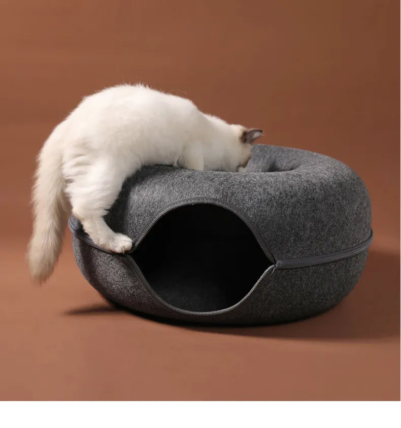 Cama para gatos Donut, túnel para Gato, juego interactivo, cama para gatos de doble uso, equipo deportivo para interiores, casa para adiestramiento de gatos