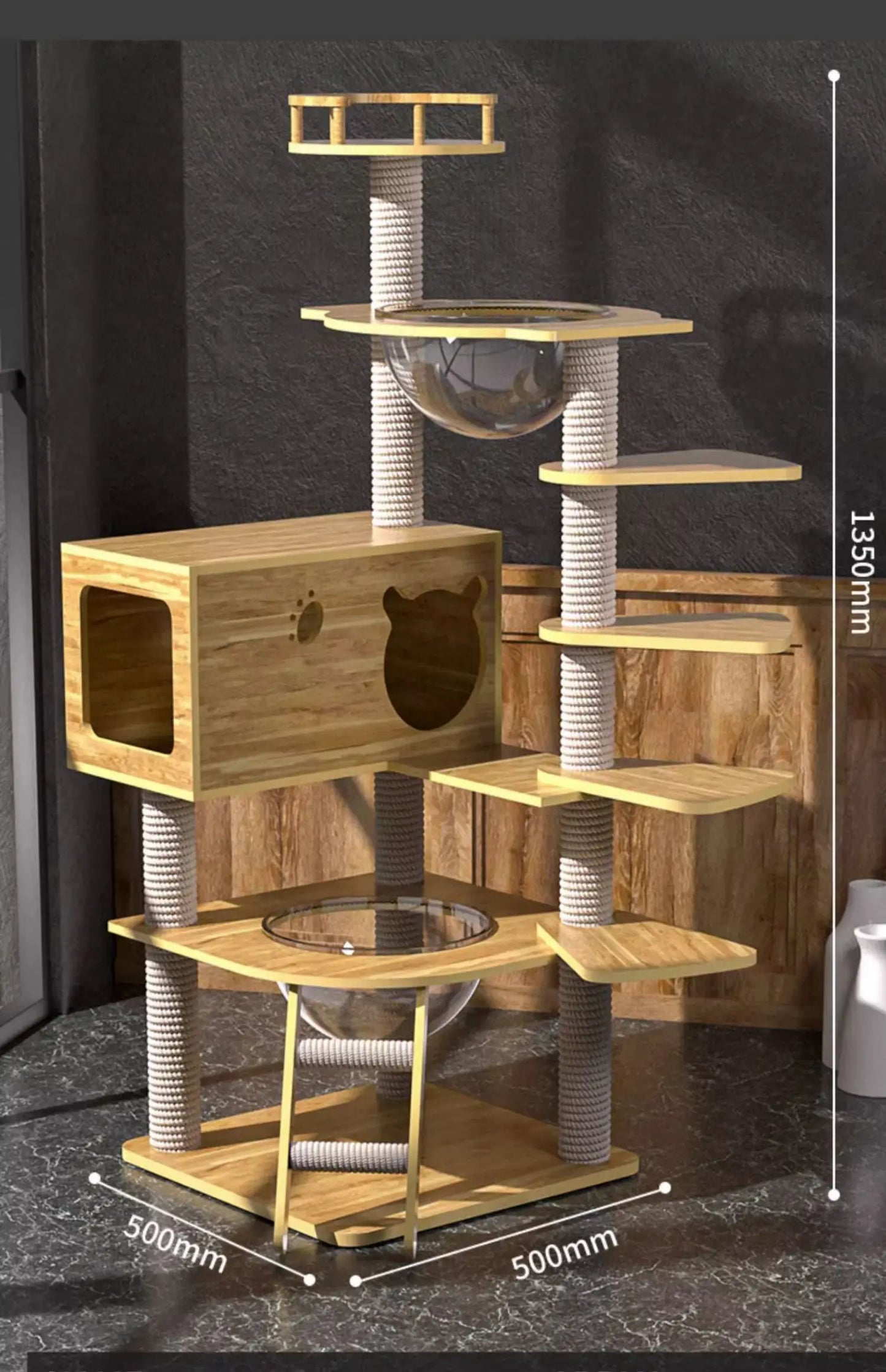 Tree Tower for Large Cats, Cat House, Indoor with Scratcher, Wall Mounts Cave, Couch Pet, Window Hammock, Toys