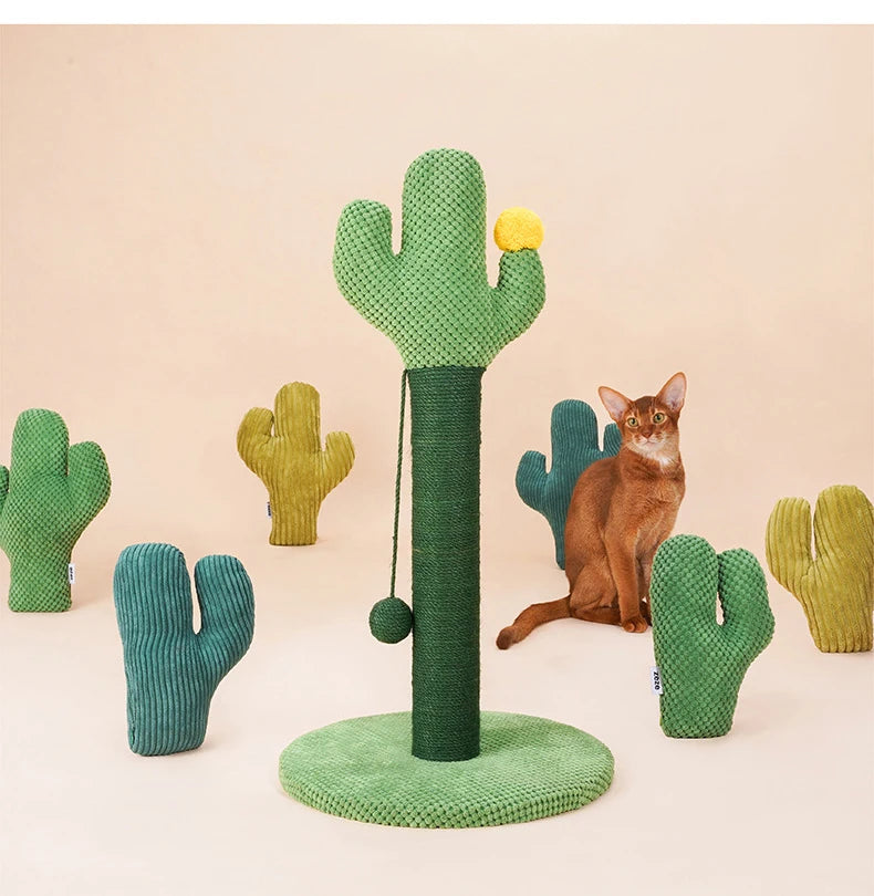 Postes rascadores para gatos, rascador bonito de árbol de Cactus con bola, juguetes de menta para mascotas, muebles rascadores para gatitos