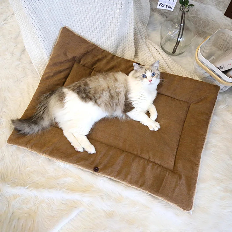 Lit chaud et épais pour chat, tapis pliable multifonctionnel pour animaux de compagnie, pour chats, petits chiens, lit d'intérieur pour chaton, tapis de couchage, fournitures pour animaux de compagnie