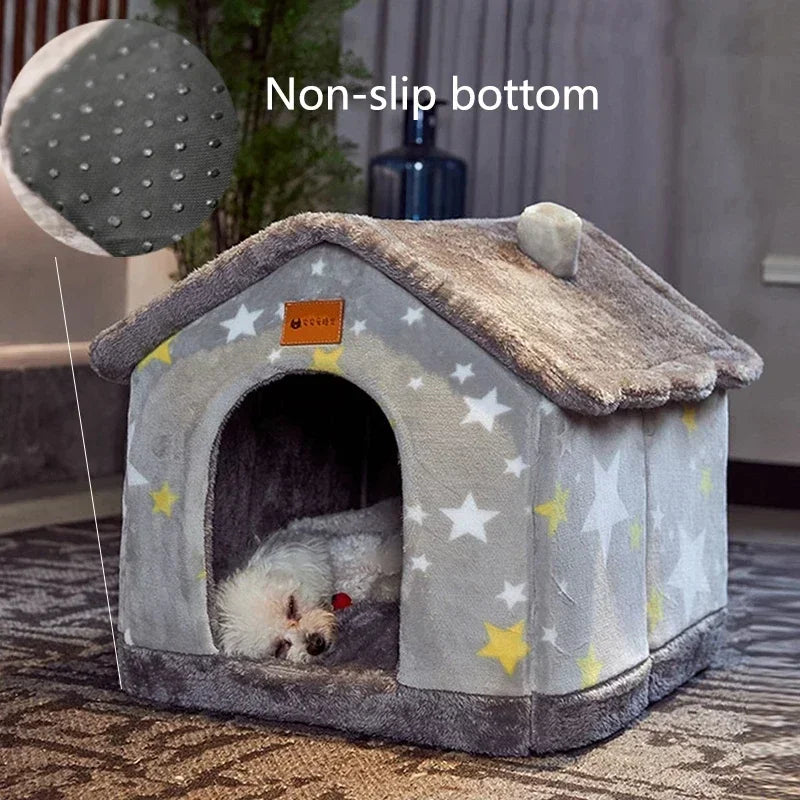 Pet Foldable House Kennel Bed Mat Cottage for Dogs Cat Winter Warm Cozy Nest Pet Products Basket Puppy Cave Sofa