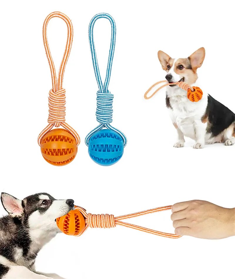 Juguetes para perros, bolas interactivas de cuerda de cáñamo, bolas de goma con fugas para perros pequeños, juguetes resistentes a mordeduras, Limpieza de dientes para mascotas