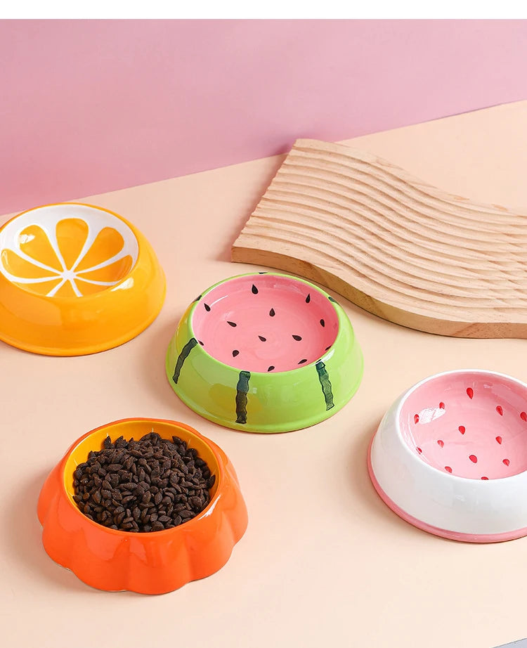 150ml Cat Ceramic Bowl Fruit Shape Pet Small Size Food Water Feeders Puppy Dog Drinking Eating Supplies