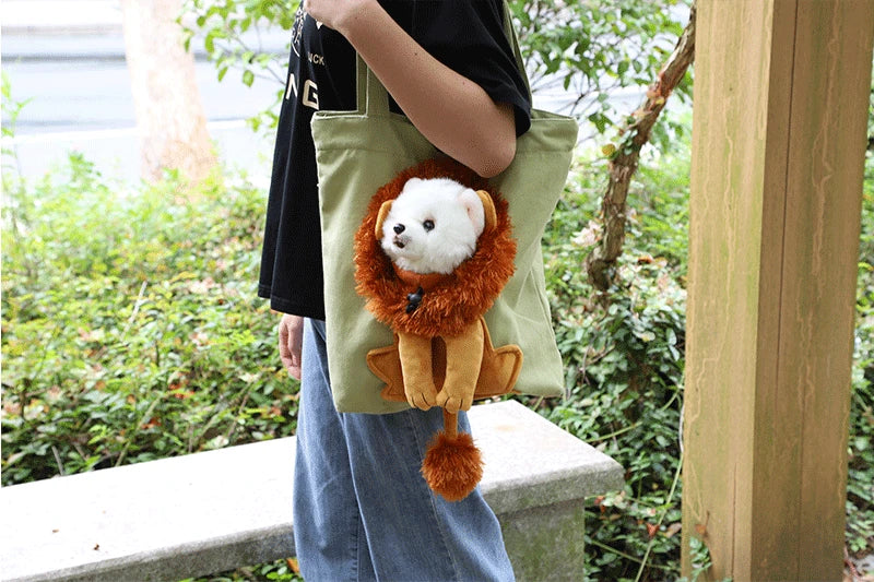 Sac à bandoulière en forme de Lion, transporteurs à côtés souples, sac en toile pour animaux de compagnie exposés pour chats et chiens, petit sac de transport pour animaux de compagnie respirant