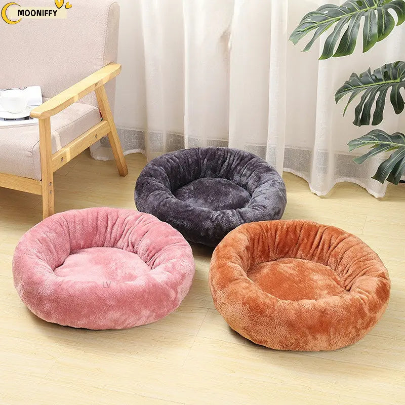 Cama para perros redonda lavable, cama para mascotas, invierno cálido, perrera de felpa para perros, esteras para gatos, cojín para cachorros, camas para perros y gatos grandes