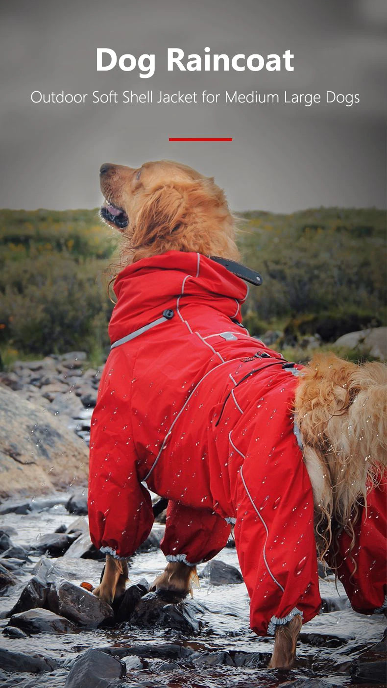 Chubasquero para perros grandes, suave, transpirable, a prueba de nieve, resistente al viento, chaqueta de lluvia para mascotas, abrigo impermeable de seguridad para perros al aire libre con patas