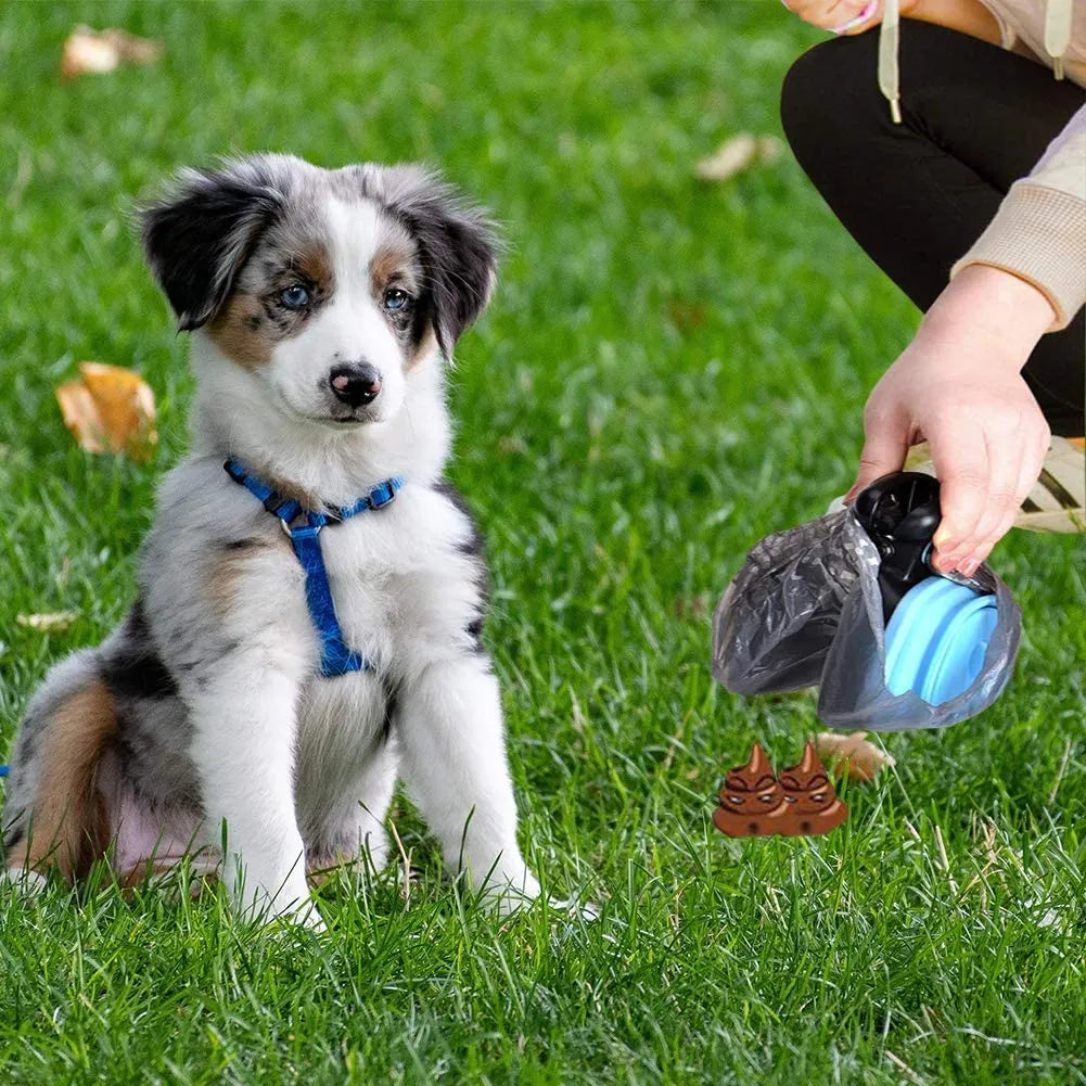 Recogedor de excrementos portátil para mascotas con limpiador para exteriores, dispensador de recogida de residuos para cachorros y perros, accesorios para soporte de heces