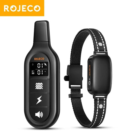 ROJECO-Collar de entrenamiento eléctrico para perro, Control remoto recargable Digital, IPX7, vibrador resistente al agua, Collar antiladridos para perros