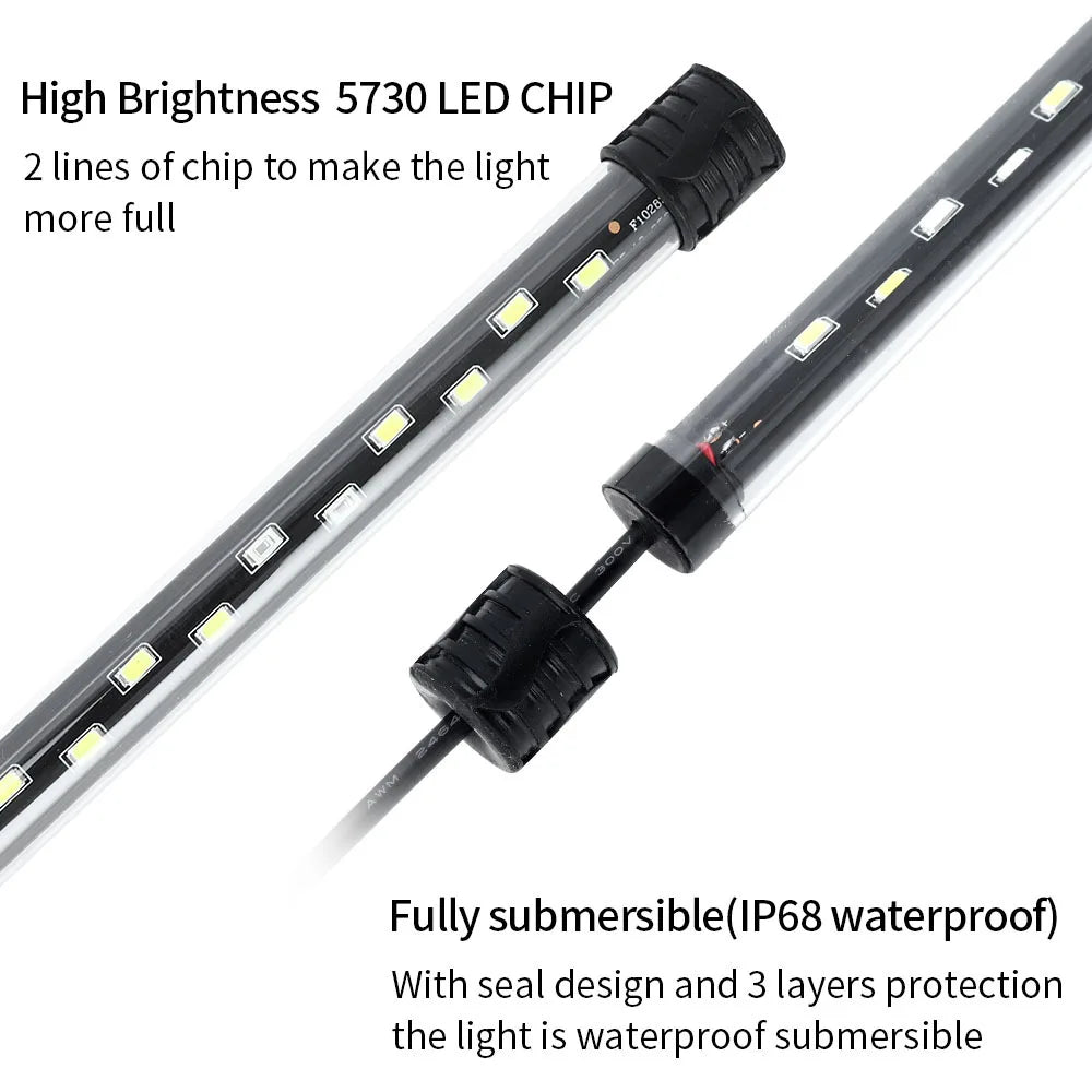 Luz LED impermeable para acuario de 90-260V, luz con Clip para pecera, decoración subacuática, iluminación, lámpara sumergible, lámpara para cultivo de plantas de 18-58 CM