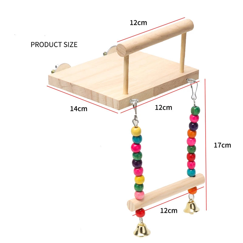 Columpio para pájaros, juguete de madera para loros, soporte para percha, puesto de juegos con cuentas para masticar, jaula, parque infantil para pájaros periquitos