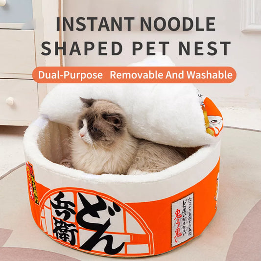 Pet Dog Cat House Kennel Super Large Instant Noodle Warm Dog Cat Nest Beds Cushion Udon Cup Noodle Pet Bed Cozy Nest