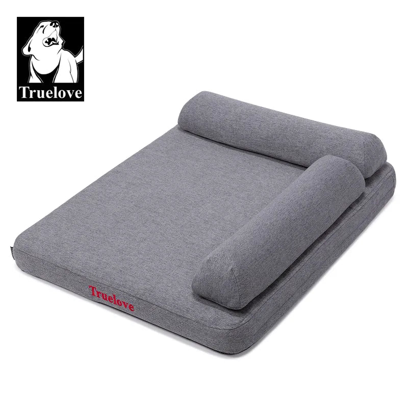 Cama para mascotas con almohada de espuma viscoelástica, suave, cómoda, duradera, 100% tela de lino para gatos y perros, extraíble y lavable, TLX1211