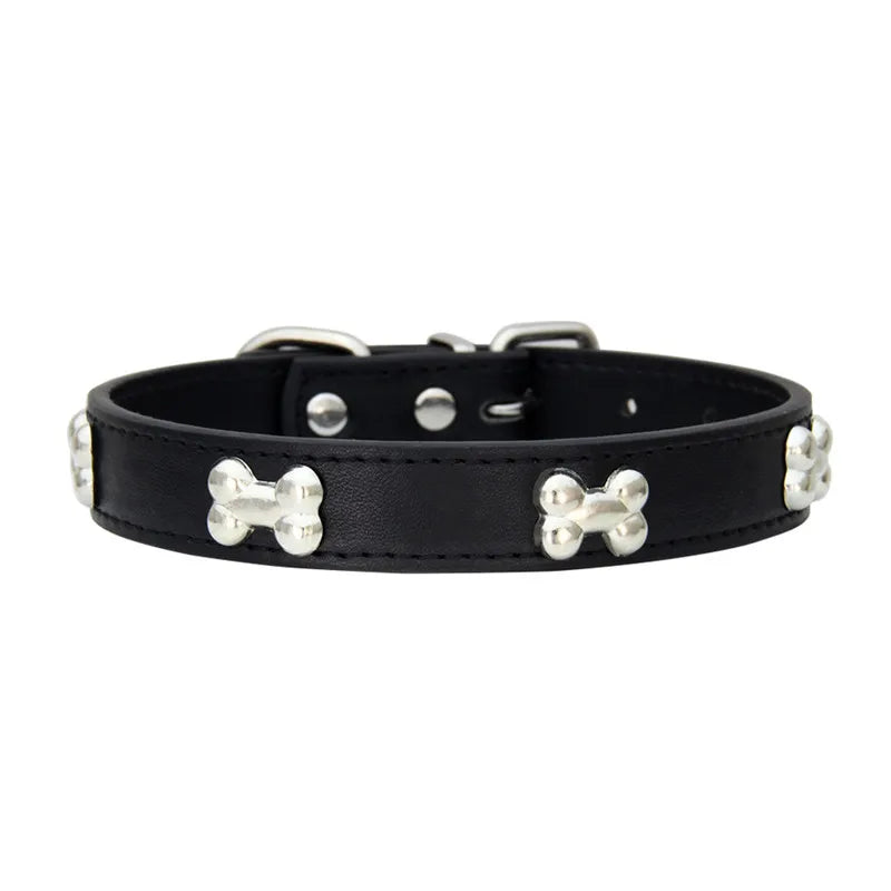 Collares duraderos de cuero de hueso para perros, collares para cachorros y Pug para perros pequeños y grandes, accesorios para gatos y Chihuahua, Collar para perros pequeños