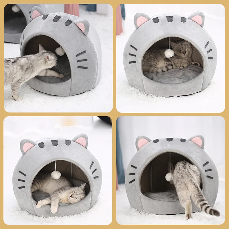 Super Cat Bed Warm Pet House Kitten Cave Cushion Cat House Warm Sleeping Dog Basket Tent Small Dog Mat Supplies Bed For Cats