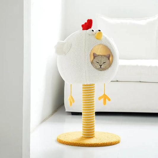 Postes rascadores para gatos con forma de pollito, casa de descanso para dormir para mascotas, casa rascadora para gatos, muebles multifuncionales para rascar gatos, cama de juguete