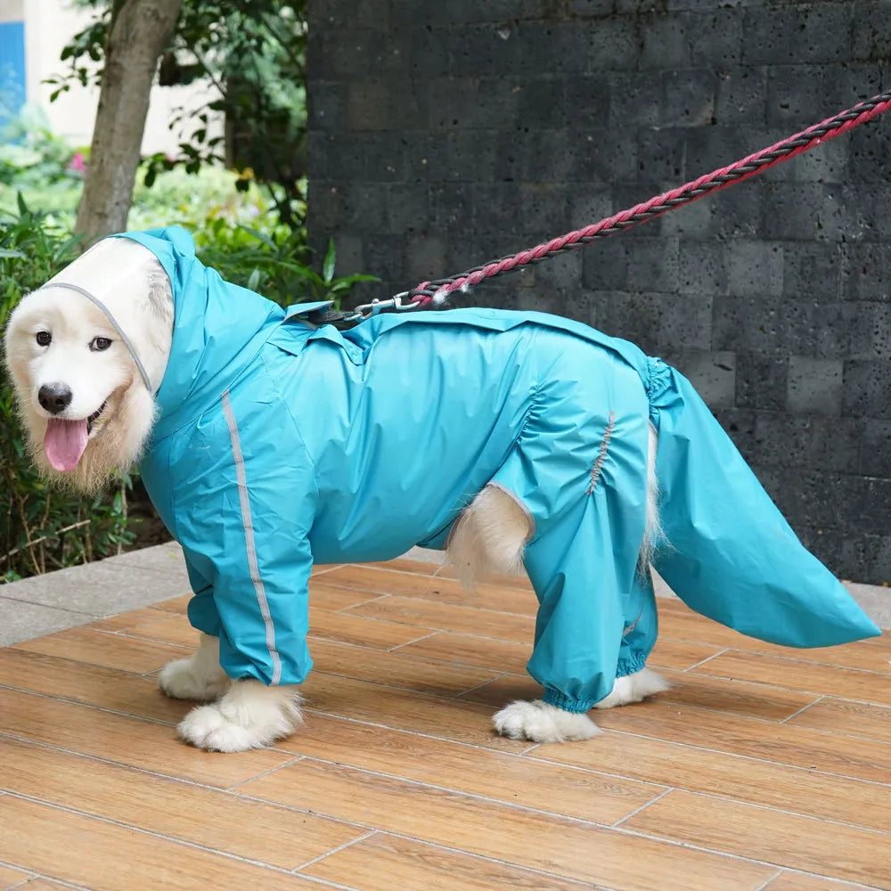 Chubasquero para perros grandes, chaqueta impermeable con capucha y cubierta trasera extraíble, ropa para mascotas Husky Samoyedo