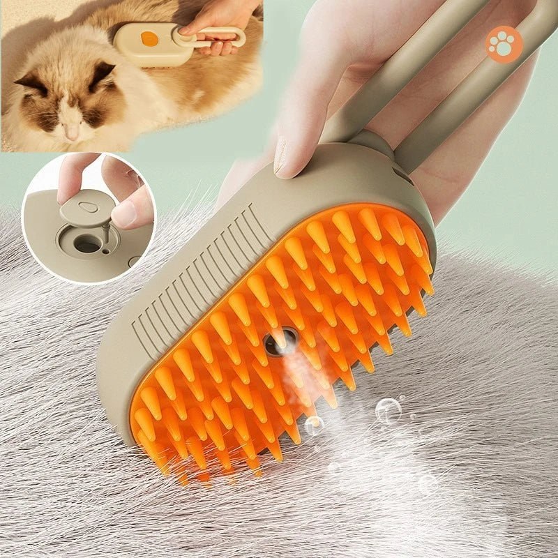 Steamy Brosse électrique pour chien 3 en 1 - Brosse à poils de chat - Pour massage, toilettage des animaux domestiques, élimination des poils emmêlés et lâches