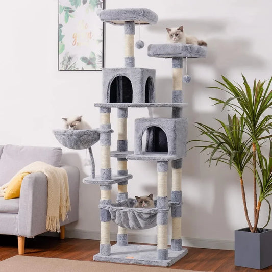 Arbre à chat d'intérieur, jouets félins, hamac confortable et borne à gratter en Sisal, arbre à chat avec plaque à gratter, livraison gratuite