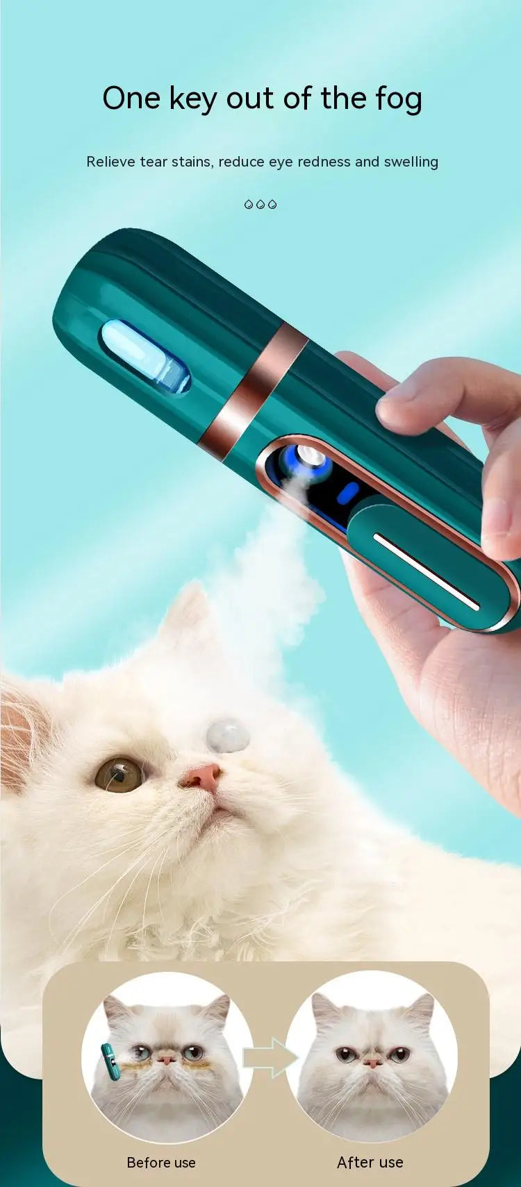 Pet Eye Tear Stain Remover Pet Health Care Usb Rechargeable Ultrasonic Atomizer Dog Grooming Dog Accessories Cat Accessories