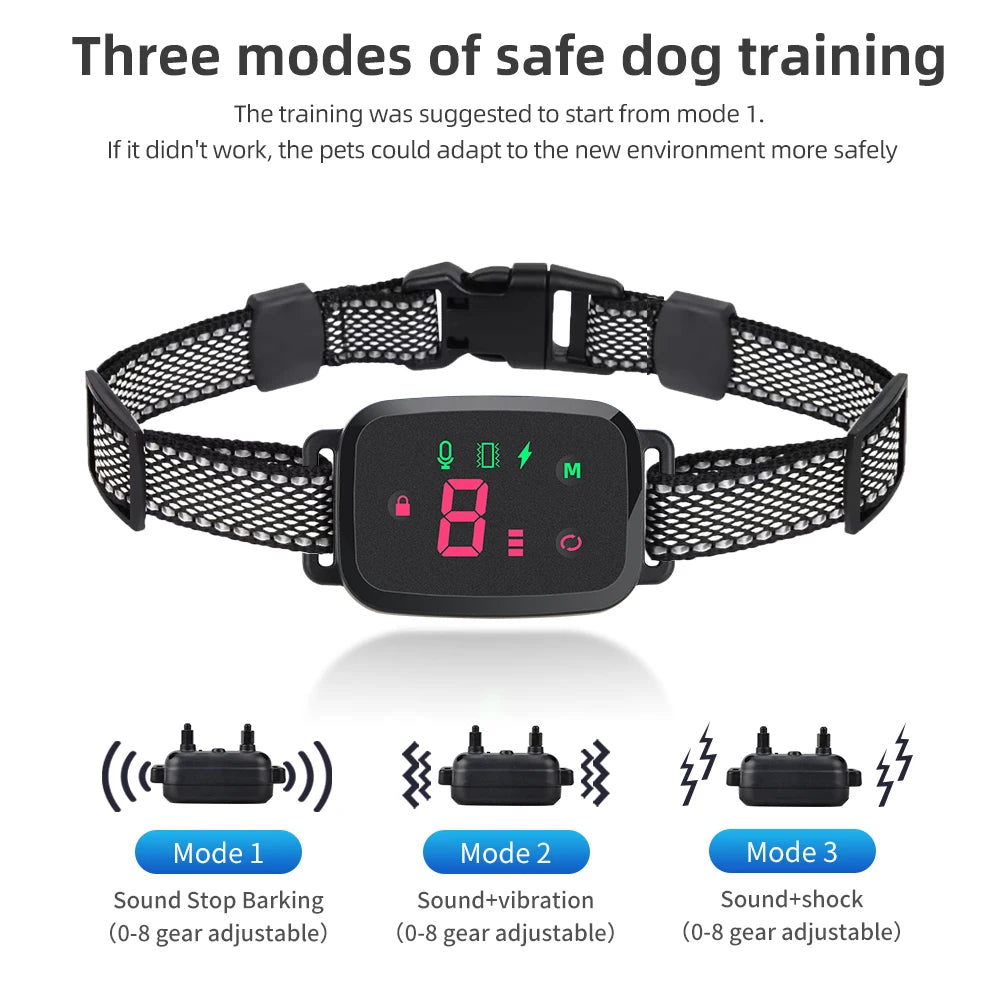 Collar de perro antiladridos automático inteligente, pantalla Digital HD, Collar impermeable IP67 para perro, tapón de corteza recargable, deja de ladrar