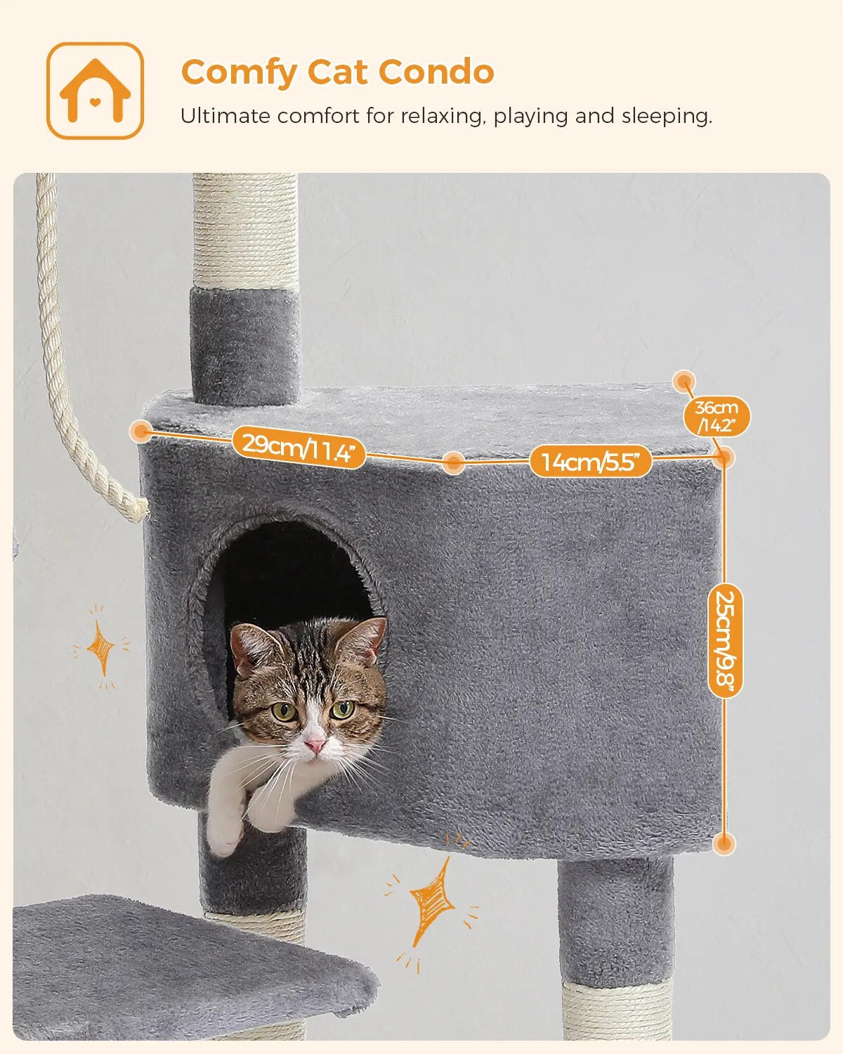 Juguetes de árbol para gatos, poste rascador para gatos, sisals naturales, torre de actividades para gatitos, soporte para condominio, muebles de lujo para gatos pequeños y medianos