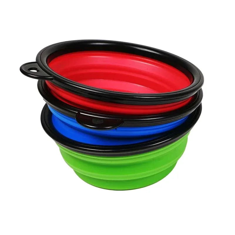 Cuenco plegable de silicona para mascotas, contenedor de comida portátil para cachorros, alimentador plegable para perros que acampan al aire libre, 350ML