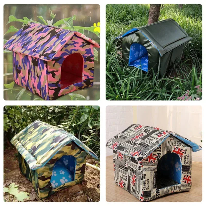 Casa para mascotas al aire libre, cálida, impermeable, para invierno, tienda tipo nido para gatos, cabina, cama para mascotas, tienda para gatos, perrera, nido de viaje portátil, transportador para mascotas plegable