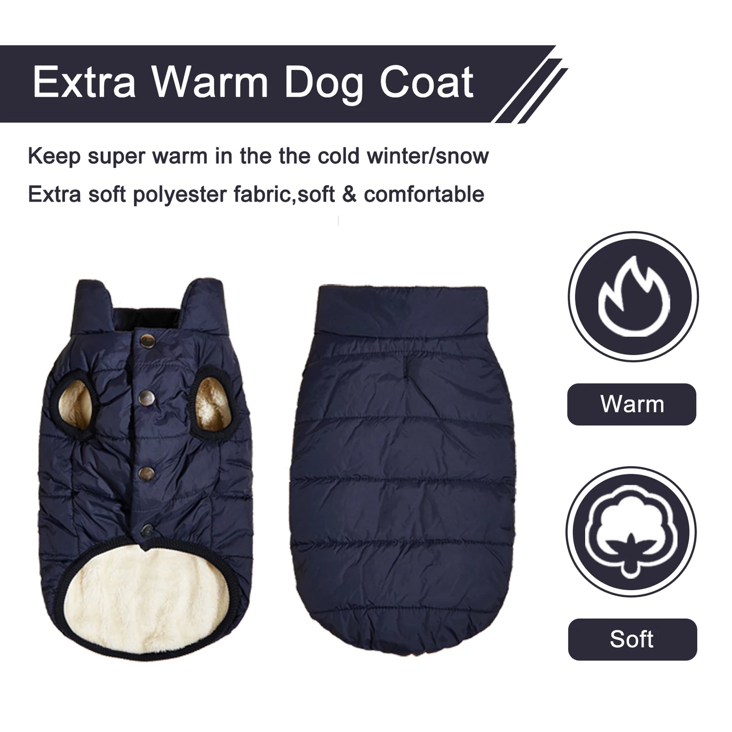 Vêtements d'hiver pour chiens, veste chaude d'extérieur résistante au froid pour chien, avec doublure en coton polaire, Chihuahua, bouledogue français, manteau pour chiot