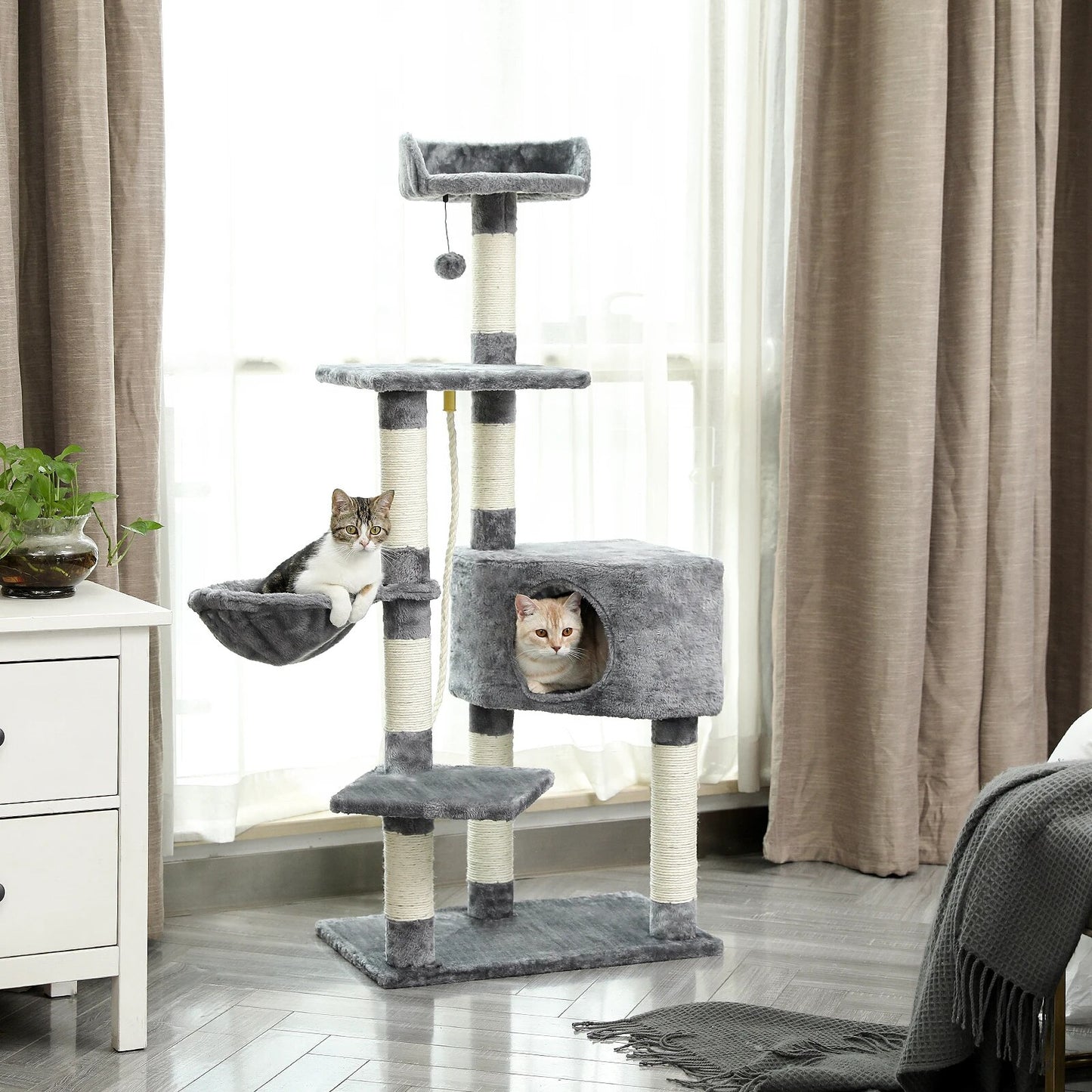 Juguetes de árbol para gatos, poste rascador para gatos, sisals naturales, torre de actividades para gatitos, soporte para condominio, muebles de lujo para gatos pequeños y medianos