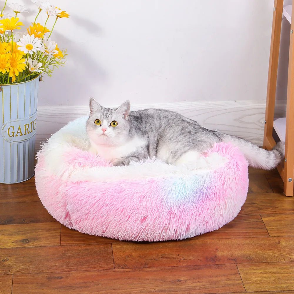 Lit rond en peluche 2 en 1 pour chat, coussin chaud pour chat, sac de couchage pour animal de compagnie, niche pour petit chien et chat